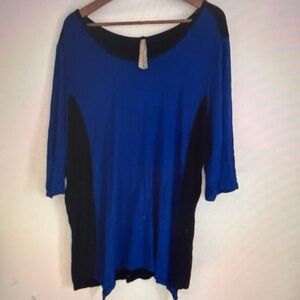 Penningtons Women Blue Black Short Sleeve Pullover Tunic Top Plus Size 3X